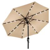Solar LED Lighted Patio Umbrella w/ Tilt Adjustment, UV-Resistant - 10ft