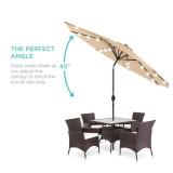 Solar LED Lighted Patio Umbrella w/ Tilt Adjustment, UV-Resistant - 10ft