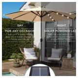 Solar LED Lighted Patio Umbrella w/ Tilt Adjustment, UV-Resistant - 10ft