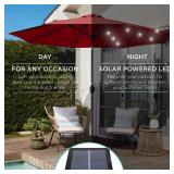 Solar LED Lighted Patio Umbrella w/ Tilt Adjustment, UV-Resistant - 10ft