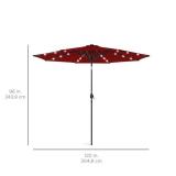 Solar LED Lighted Patio Umbrella w/ Tilt Adjustment, UV-Resistant - 10ft