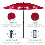 3-Tier Solar Patio Umbrella w/ LED Lights, Tilt Adjustment, Crank - 10ft