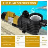 Garvee 3HP Swimming Pool Pump Dual voltage pump In/Above Ground Water Pump, 115V/230V 8896GPH & High Flow, Powerful Primming Swimming Pool Pumps with Filter Basket, Low Noise for Family