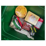 Assorted Storage Containers, Christmas Plate Ryobi Tool (Bin Not Included)