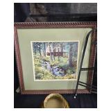 Assorted Home Decor, Cabin Picture, Decorative Pot Etc.