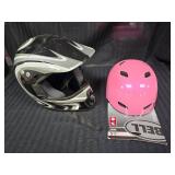 2 Helmets one Motorcross 1 Bike Helmet