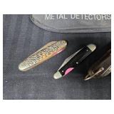 5 Pocket Knifes and Metal Detector Digging Shovel