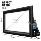 Garvee Inflatable Projector Screen for Outside, 24FT Portable Blow Up Outdoor Projector Screen, Front & Rear Projection, with Rope, Air Blower, Ground Nails and Carry Bag, for Theater, Football, Backy
