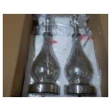 2 Silver Base Lamps with Shades...