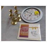 Candle Holders, Frame and Clock...