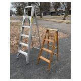 Werner W334 4 ft Wood Step Ladder & 6 ft Aluminum Ladder