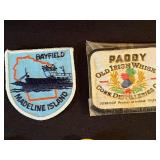 Vintage Patch & Pin Collection in Wooden Box - Ireland & London Souvenirs