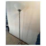 Torchiere Floor Lamp - White Glass Shade, Chrome Stem, 60 in Tall