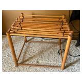 MCM VTG Birch & Rattan Accessory Table & SoundWorks Radio CD740 with 2 CDs included