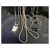 Assorted Jewelry Lot - Necklaces, Bead Chains & Leaf Pendant Necklace