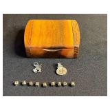 Koi Fish Pendant & Round Monogram Disc with Alphabet Beads in Wood Box