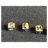 Koi Fish Pendant & Round Monogram Disc with Alphabet Beads in Wood Box