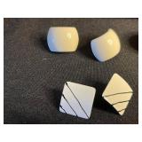 Vintage assorted earrings and jewelry components in red velvet box