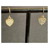 Lot of Earrings Inc Monet Gold-Tone Crystal Heart Earrings with Green Stone Drops & Dangling Hoops