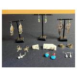 Boho Jewelry Assortment: Turquoise Stone Drops, Pearl Drops, Beaded Dangles & Frog Motifs