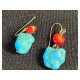 Boho Jewelry Assortment: Turquoise Stone Drops, Pearl Drops, Beaded Dangles & Frog Motifs