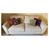 Beige Textured Fabric Sofa - 85 in W x 38 in D x 37 in H