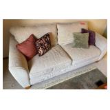 Beige Textured Fabric Sofa - 85 in W x 38 in D x 37 in H