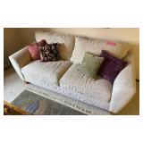 Beige Textured Fabric Sofa - 85 in W x 38 in D x 37 in H