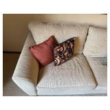 Beige Textured Fabric Sofa - 85 in W x 38 in D x 37 in H