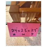 End Table with Glass Top, Criss-Cross Wood Frame, 24 x 23 x 29 (H x W x D)