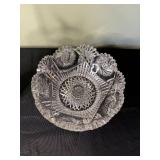 Crystal Cut Glass Basket with Handle & Matching Bowl Set