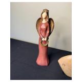 Decorative Figurine Lot - Angel, Fish Sculptures & Snow Globe (Lot of 4)