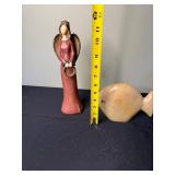 Decorative Figurine Lot - Angel, Fish Sculptures & Snow Globe (Lot of 4)