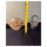 Decorative Figurine Lot - Angel, Fish Sculptures & Snow Globe (Lot of 4)