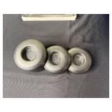 Lost Twin Cities Book - White Embossed Bowl - Copper Fruit Dish - Set of 3 Candle Holders