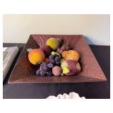 Lost Twin Cities Book - White Embossed Bowl - Copper Fruit Dish - Set of 3 Candle Holders