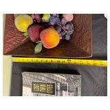 Lost Twin Cities Book - White Embossed Bowl - Copper Fruit Dish - Set of 3 Candle Holders