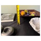 Lost Twin Cities Book - White Embossed Bowl - Copper Fruit Dish - Set of 3 Candle Holders