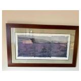 Lavender Field Landscape Art Print - Framed Wood Frame