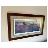Lavender Field Landscape Art Print - Framed Wood Frame