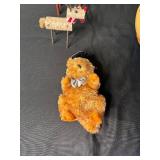 Hydrangea Bouquet Decor with Plaid Reindeer & Plush Bear, Holiday Display