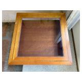 Coffee Table - Glass Top, Wood Frame with Inlay Border - 38 x 38 in, 17 in