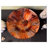 White Ceramic Pumpkin with Glass Stem, Glazed Plate & Floral Vases - Mantel Decor Set