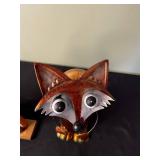 Wooden Fox Figurine & Red Fox Sculpture