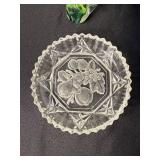 Glass Ornament Picks: Daisy Top, Beaded Bird Top, Frosted Bird; Dog Plate & Fruit Dish