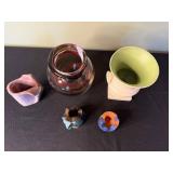 VTG Red Wing Trophy Vase & Assorted Glass & Ceramic Vases