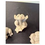Frog Figurines - Large Green Frog with Fishing Rod, Small Stone Frogs, Metal Frog Sculpture