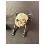 Frog Figurines - Large Green Frog with Fishing Rod, Small Stone Frogs, Metal Frog Sculpture