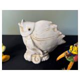 Assorted Animal Figurines: Rubber Duck w/ Goggles, White Bird, Flamingo w/ Parrot, Tiger Figurine Candle Holder