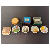 Vintage Cartoon Coaster Collection with Prague Bridges Box and Atomic Token